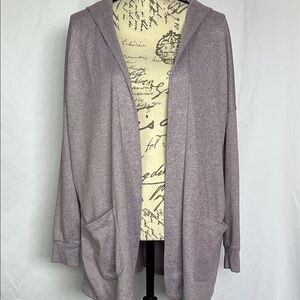 Cozy lavender hooded open cardigan large polyester spandex